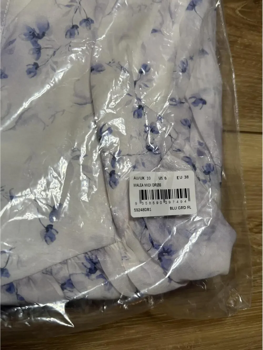 NWT! BARDOT Malea Floral Print Corset Bodice Midi Dress in Blue Floral Size 6